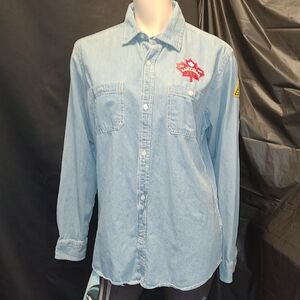 VINTAGE CANADIAN HBC Light Blue Denim Shirt with CANADIAN Patches